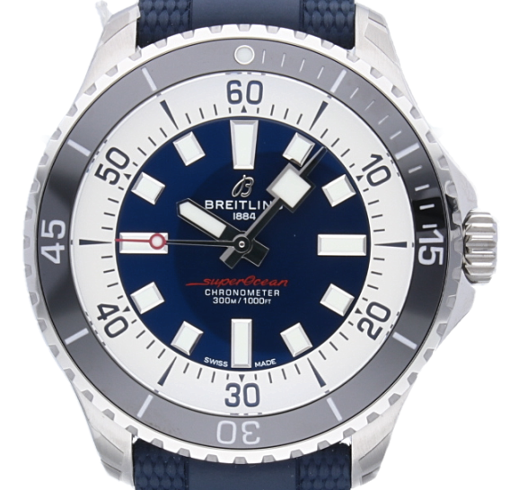 Breitling Superocean Automatic 44 Blue Dial Blue Rubber Strap Watch for Men - A17376211C1S1 Buy Now By Breitling