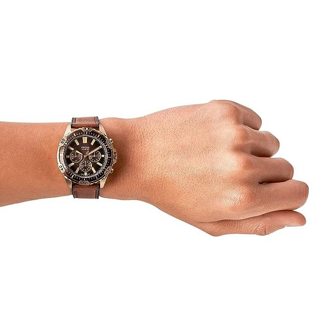 Fossil Garrett Chronograph Brown Dial Brown Leather Strap Watch for Men - FS5867 Buy Now By Fossil