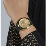 Guess Cubed Analog Gold Dial Black Silicone Strap Watch For Women - GW0665L1 Buy Now By Guess