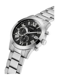 Guess Atlas Chronograph Black Dial Silver Steel Strap Watch For Men - W0668G3 Buy Now By Guess