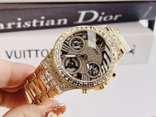 Guess Moonlight Diamonds Gold Dial Gold Steel Strap Watch for Women - GW0320L5 Buy Now By Guess