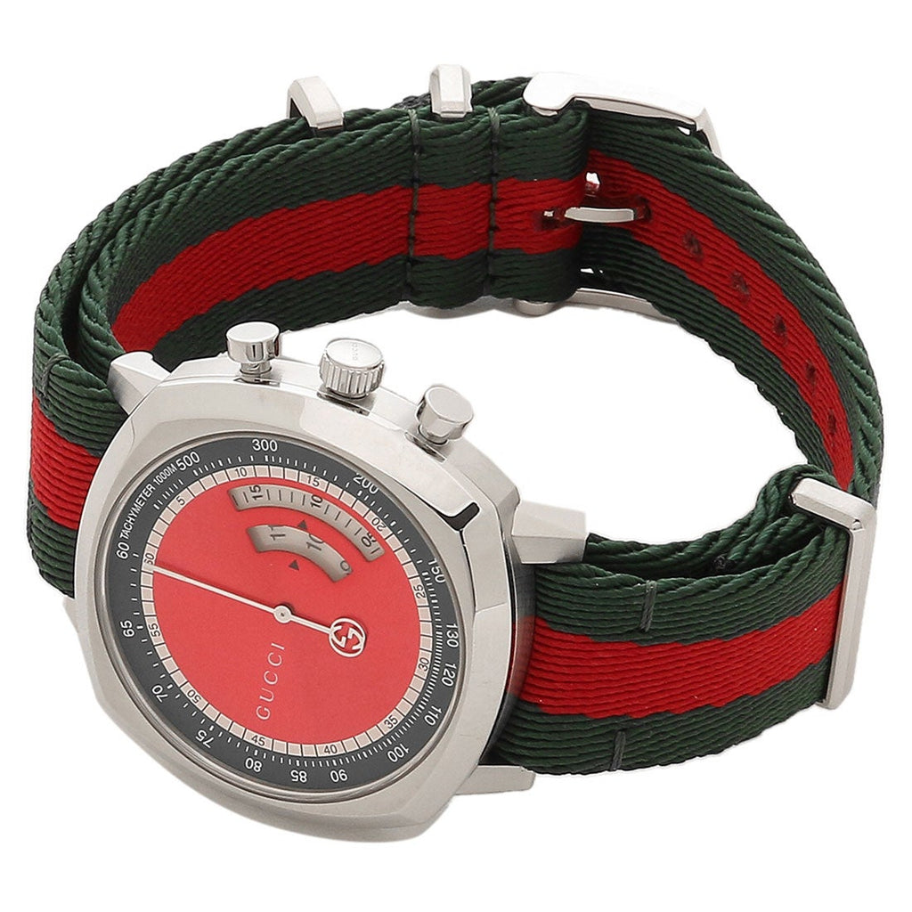 Gucci Grip Quartz Chronograph Red Dial Two Tone NATO Strap Watch for Men - YA157304 Buy Now By Gucci