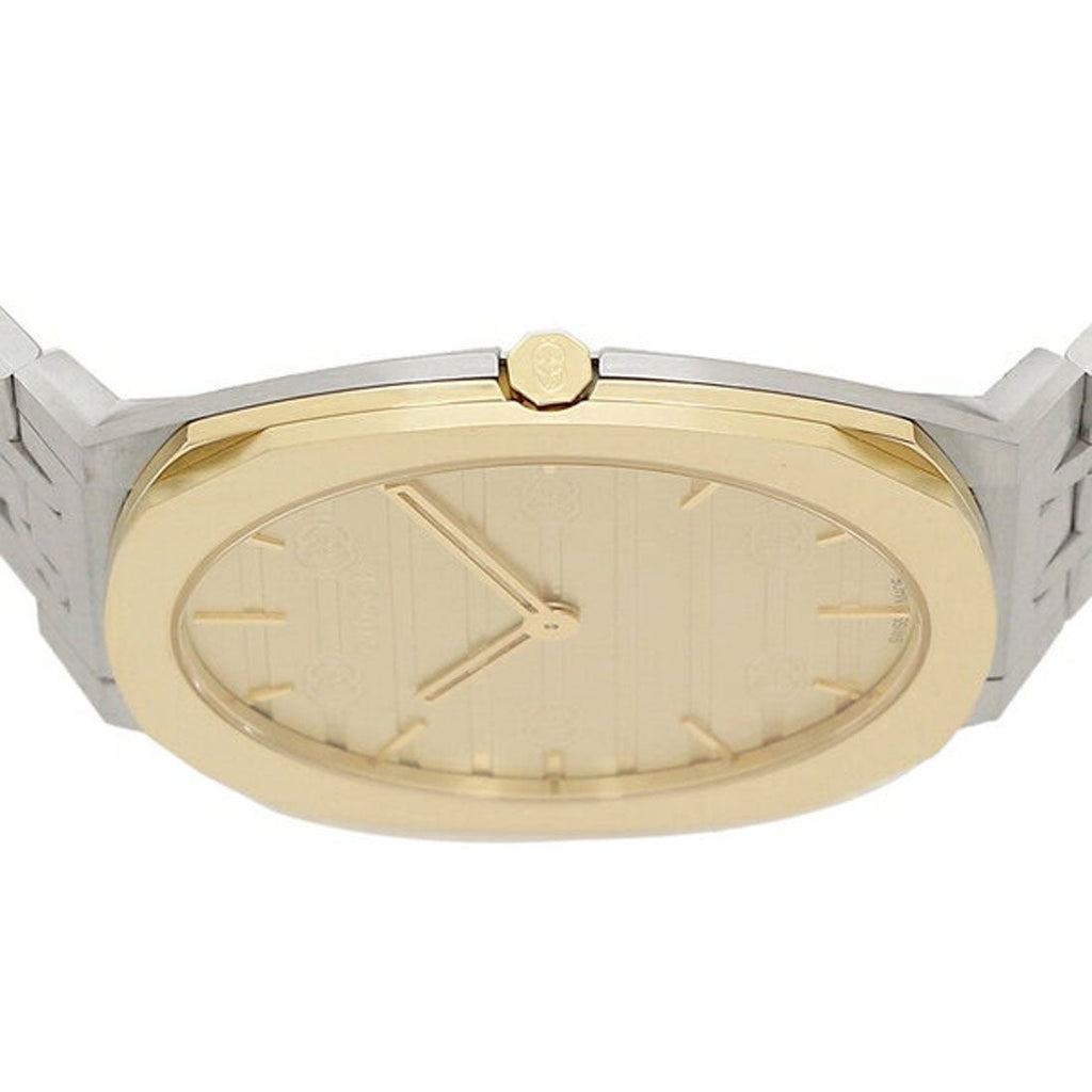 Gucci 25H Quartz Gold Dial Silver Steel Strap Watch for Women - YA163403 Buy Now By Gucci