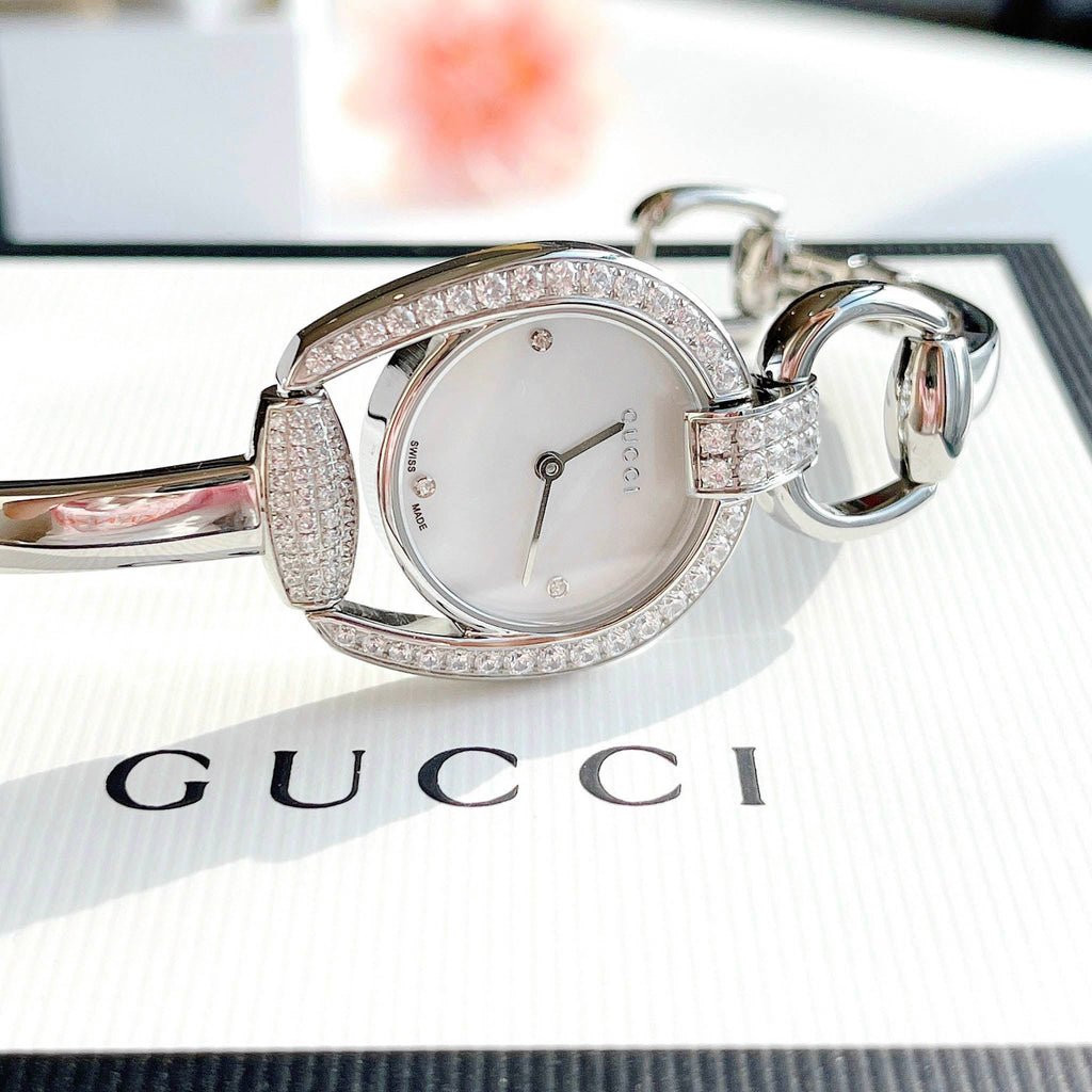 Gucci Horsebit Collection Diamonds Mother of Pearl Dial Silver Steel Strap Watch For Women - YA139505 Buy Now By Gucci