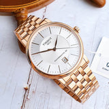 Tissot T Classic Carson Premium Automatic White Dial Rose Gold Steel Strap Watch for Men - T122.407.33.031.00 Buy Now By Tissot