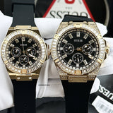 Guess Baguette Crystals Black Dial Black Silicone Strap Watch For Men - GW0208G1 Buy Now By Guess