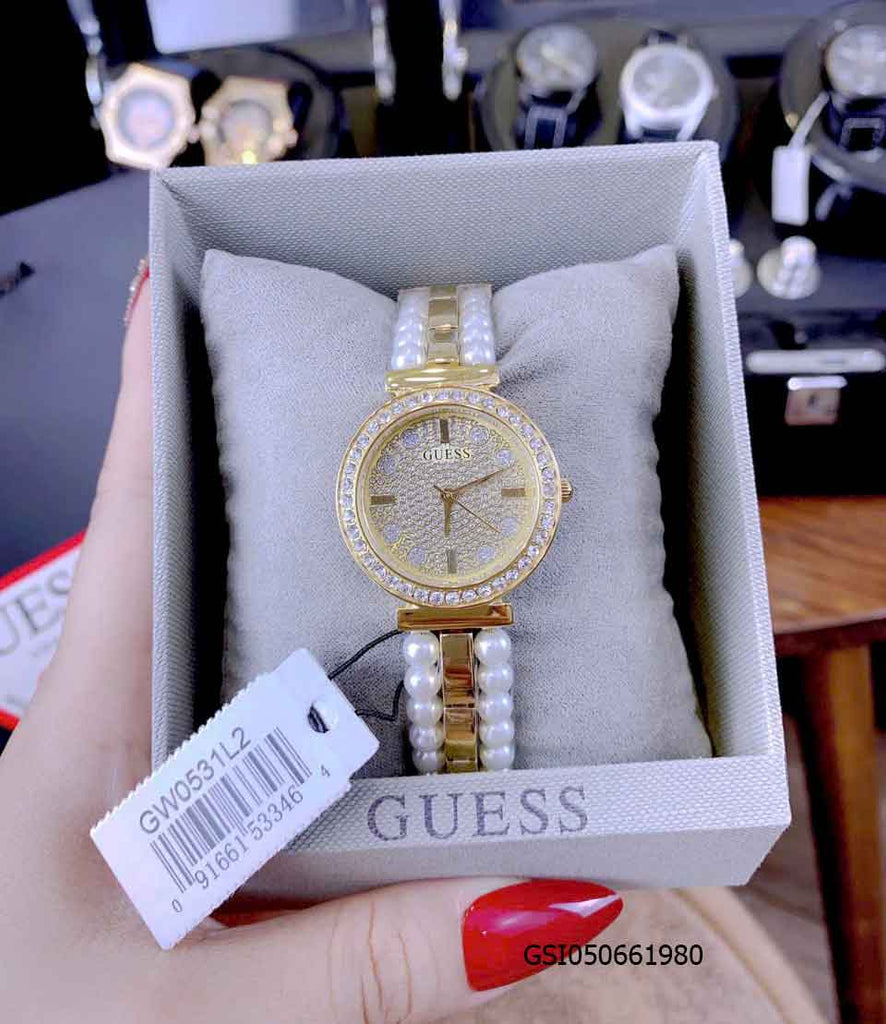 Guess Gala Diamonds Gold Dial Two Tone Steel Strap Watch for Women - GW0531L2 Buy Now By Guess