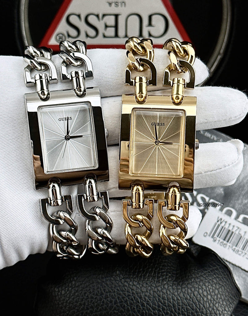 Guess Mod Heavy Metal Gold Dial Gold Steel Strap Watch For Women - W1117L2 Buy Now By Guess