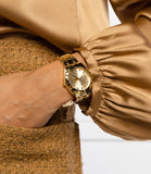 Guess Crystalline Diamonds Gold Dial Gold Steel Strap Watch for Women - GW0114L2 Buy Now By Guess