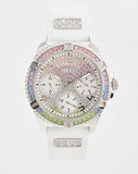 Guess Frontier Diamonds Silver Dial White Rubber Strap Watch for Women - GW0045L1 Buy Now By Guess