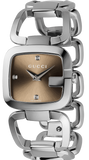 Gucci G Gucci Brown Dial Silver Steel Strap Watch For Women - YA125401 Buy Now By Gucci