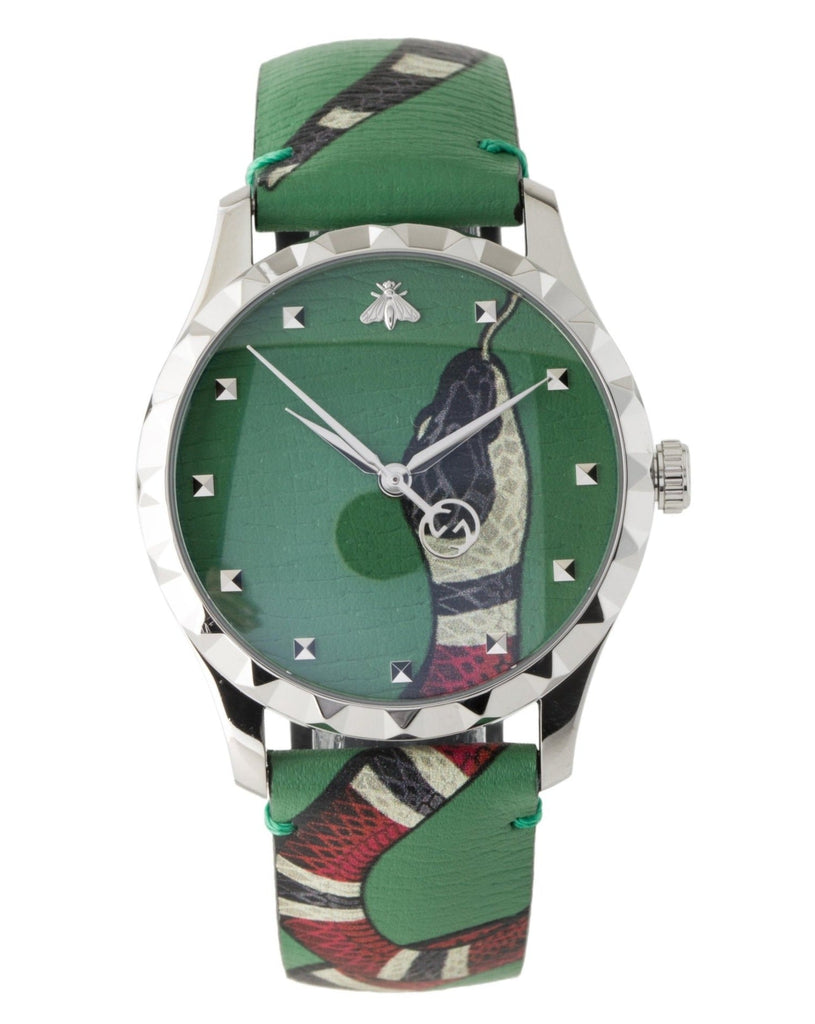 Gucci G Timeless Le Marche Des Merveilles Green Dial Green Leather Strap Watch for Women - YA1264081 Buy Now By Gucci