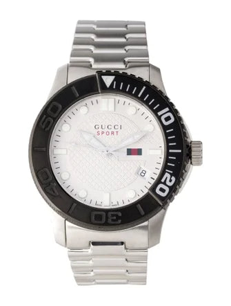 Gucci G Timeless Sport White Dial Silver Steel Strap Watch For Men - YA126250 Buy Now By Gucci