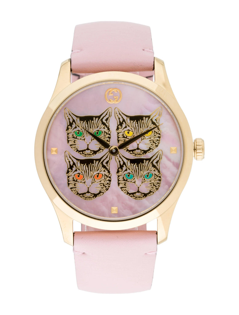Gucci G Timeless Quartz Mother of Pearl Dial Pink Leather Strap Watch For Women - YA1264132 Buy Now By Gucci
