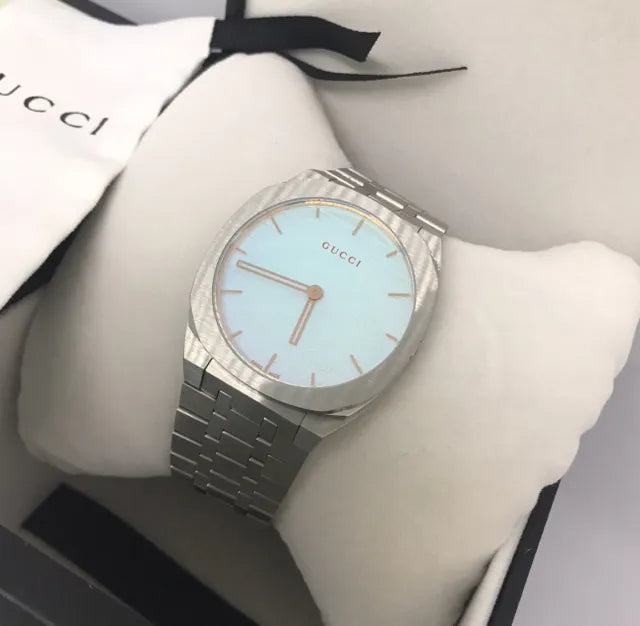 Gucci 25H Quartz Turquoise Dial Silver Steel Strap Watch For Women - YA163409 Buy Now By Gucci