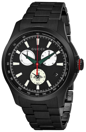 Gucci G-Timeless Chronograph Black Dial Black Steel Strap Watch For Men - YA126268 Buy Now By Gucci
