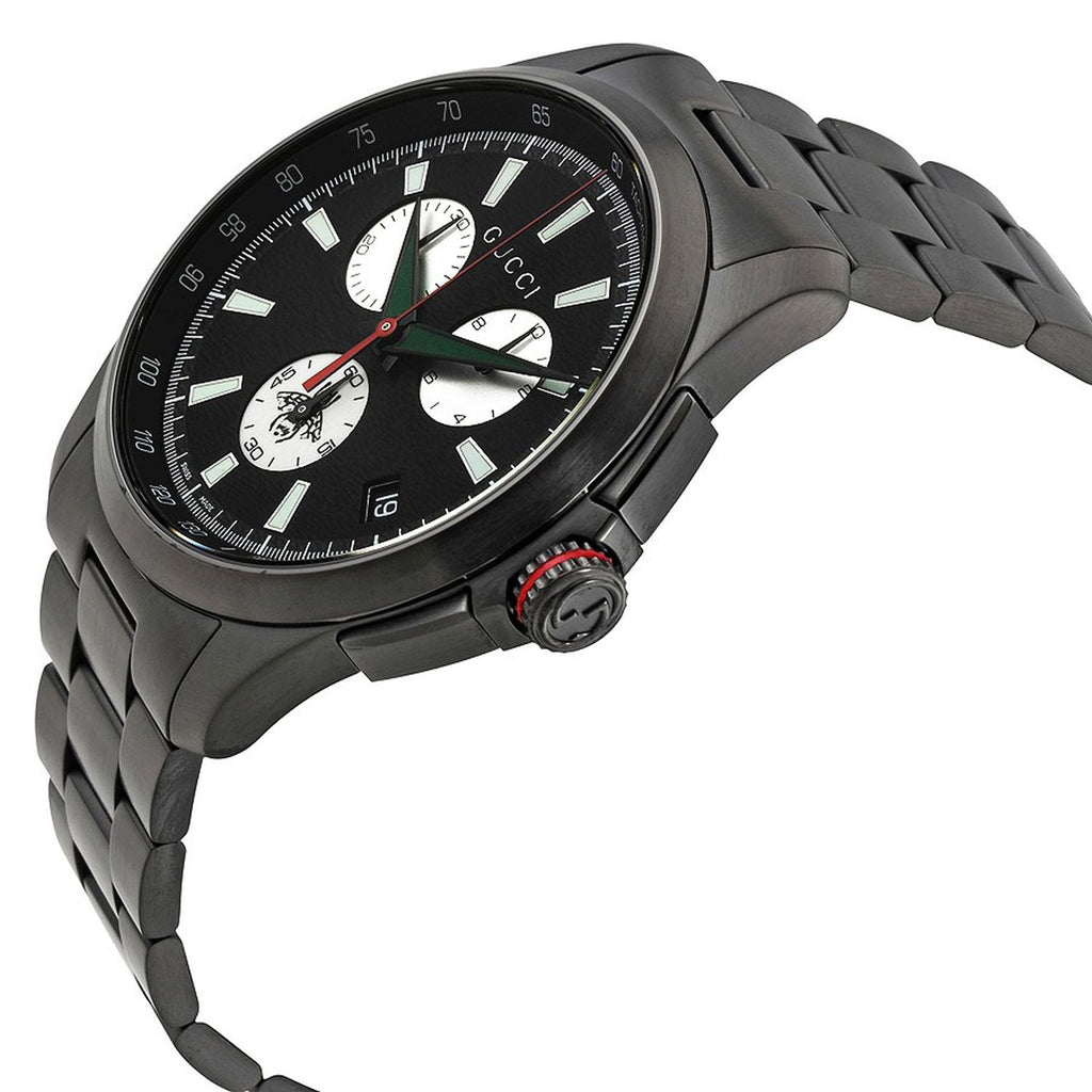 Gucci G-Timeless Chronograph Black Dial Black Steel Strap Watch For Men - YA126268 Buy Now By Gucci