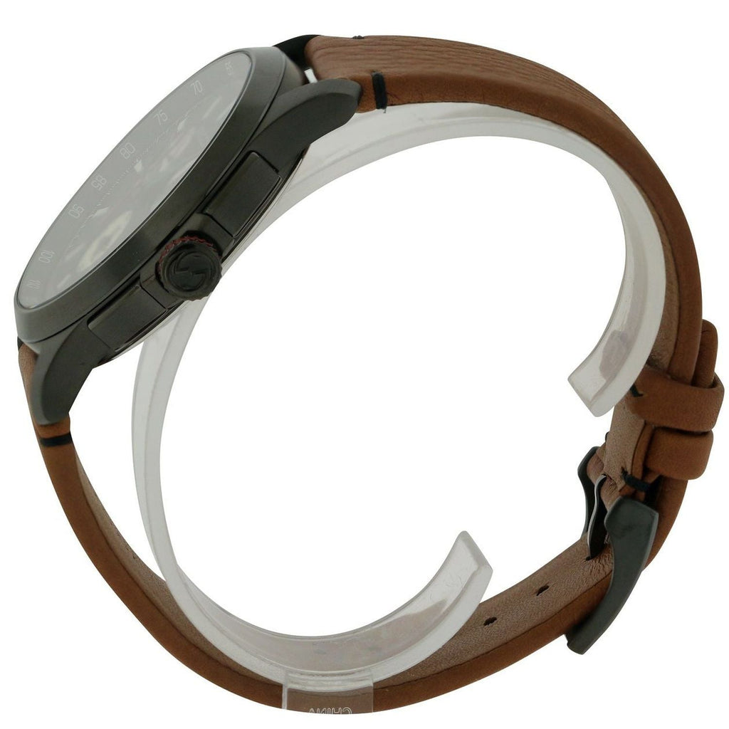 Gucci G-Timeless Chronograph Black Dial Brown Leather Strap Watch For Men - YA126271 Buy Now By Gucci