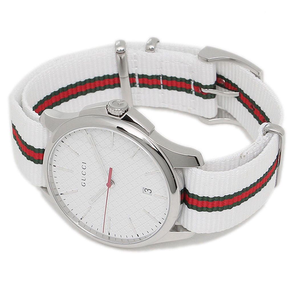 Gucci G Timeless Quartz White DIal White NATO Strap Watch For Men - YA126322 Buy Now By Gucci