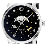 Gucci G-Timeless Moonphase Black Dial Black Leather Strap Watch For Men - YA126327 Buy Now By Gucci
