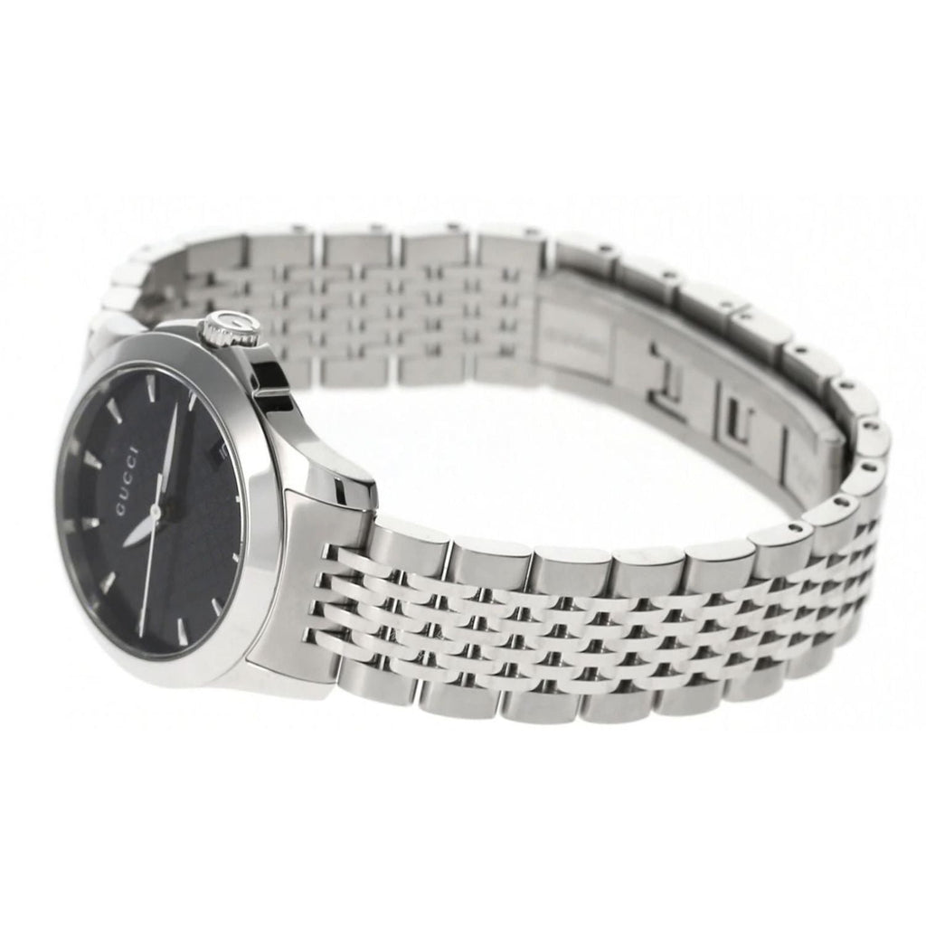Gucci G Timeless Black Dial Silver Steel Strap Watch For Women - YA126502 Buy Now By Gucci