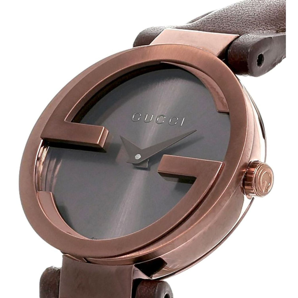 Gucci G Interlocking Brown Dial Brown Leather Strap Watch For Women - YA133504 Buy Now By Gucci