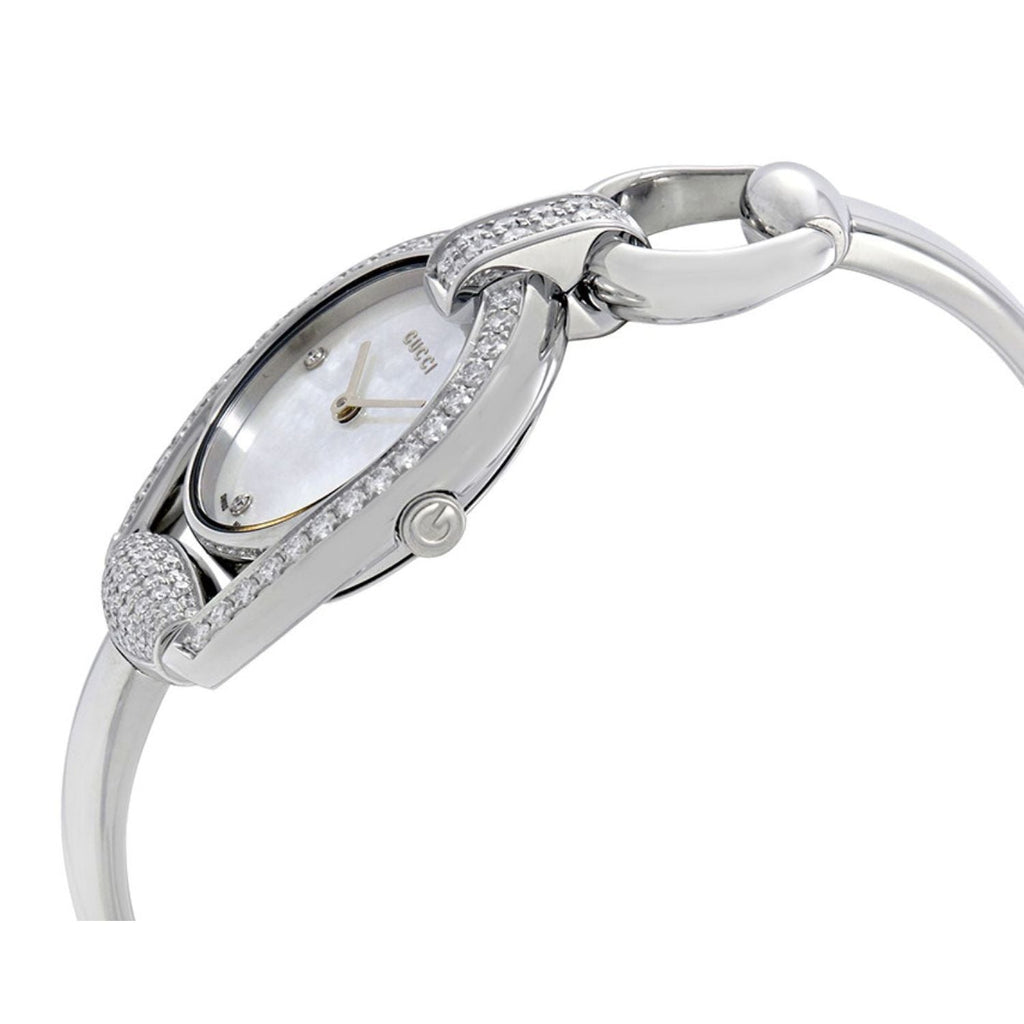 Gucci Horsebit Collection Diamonds Mother of Pearl Dial Silver Steel Strap Watch For Women - YA139505 Buy Now By Gucci