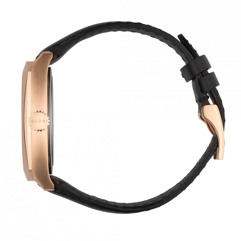 Gucci GG2570 Quartz Black Dial Black Leather Strap Watch For Men - YA142309 Buy Now By Gucci