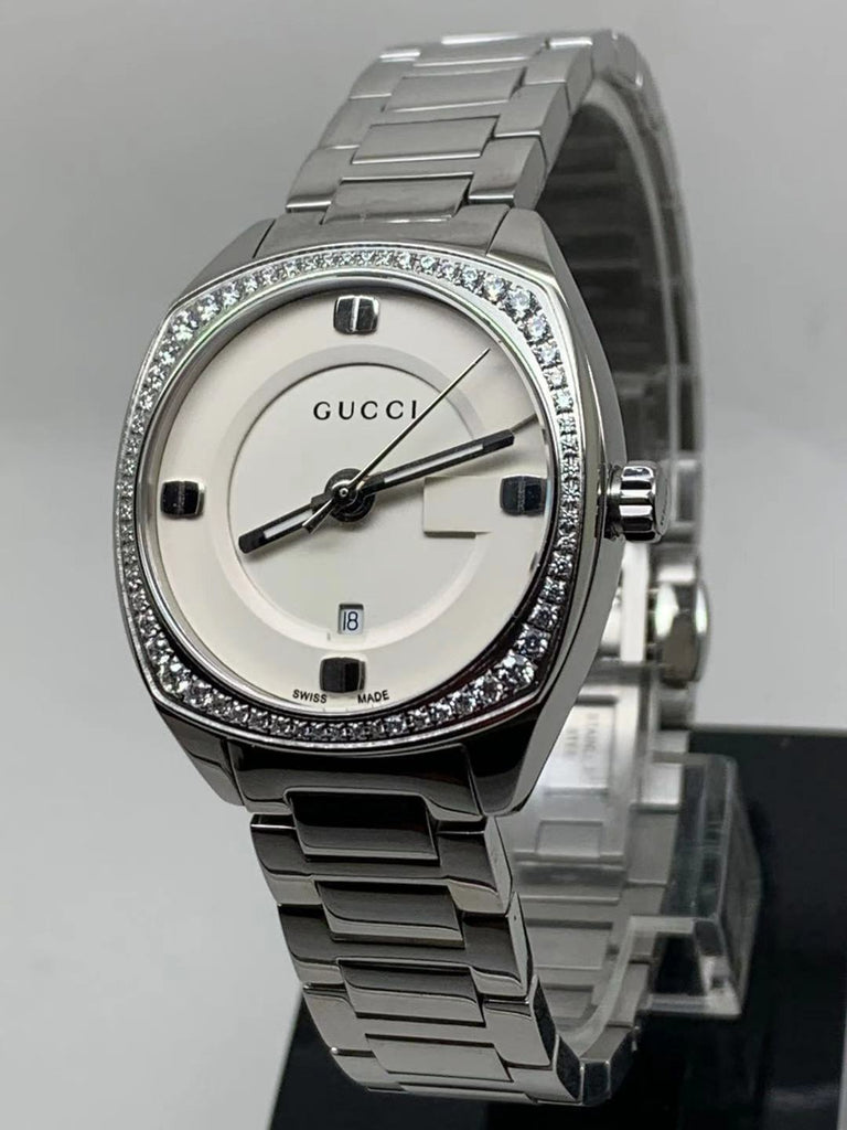 Gucci GG2570 Diamonds White Dial Silver Steel Strap Watch For Women - YA142506 Buy Now By Gucci