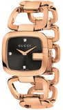 Gucci G Gucci Diamonds Black Dial Rose Gold Steel Strap Watch For Women - YA125409 Buy Now By Gucci