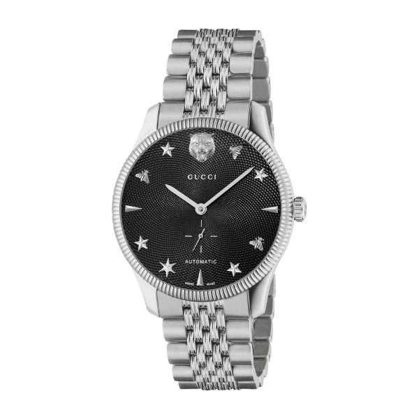 Gucci G Timeless Automatic Black Dial Silver Steel Strap Watch For Men - YA126353 Buy Now By Gucci