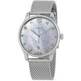 Gucci G-Timeless Mother of Pearl Dial Silver Mesh Bracelet Watch For Women - YA1264040 Buy Now By Gucci