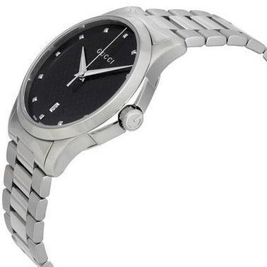 Gucci G Timeless Diamonds Black Dial Silver Steel Strap Watch For Men - YA126456 Buy Now By Gucci