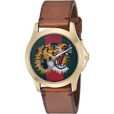 Gucci Le Marche Des Merveilles Red & Green Dial Brown Leather Strap Unisex Watch - YA126497 Buy Now By Gucci