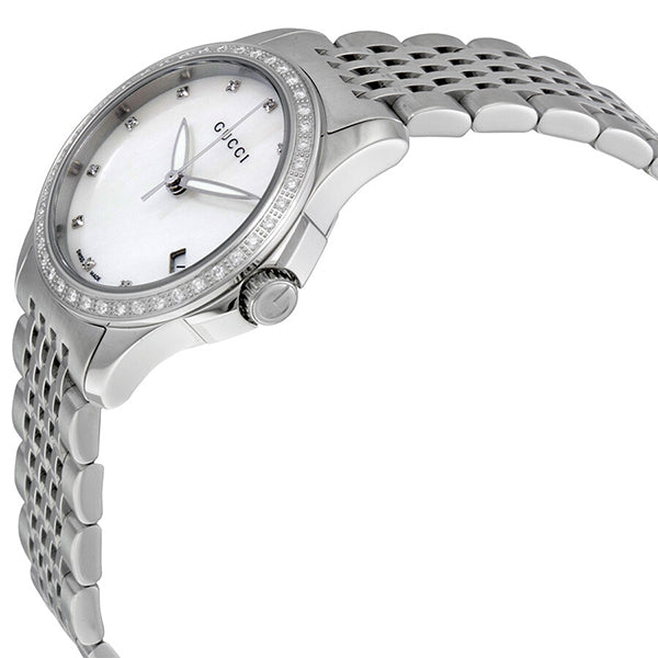 Gucci G Timeless Diamonds Mother of Pearl Dial Silver Mesh Bracelet Watch For Women - YA126508 Buy Now By Gucci