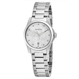 Gucci G Timeless Diamonds Mother of Pearl Dial Silver Steel Strap Watch For Women - YA126542 Buy Now By Gucci