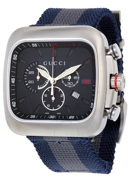 Gucci Coupe Chronograph Blue Dial Two Tone NATO Strap Watch for Men - YA131203 Buy Now By Gucci