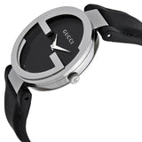 Gucci G Interlocking Black Dial Black Leather Strap Watch For Women - YA133301 Buy Now By Gucci