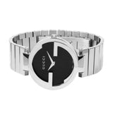 Gucci G Interlocking Black Dial Silver Steel Strap Watch For Women - YA133307 Buy Now By Gucci
