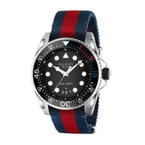 Gucci Dive Black Dial Red & Blue Nylon Strap Watch For Men - YA136210 Buy Now By Gucci