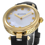 Gucci Diamantissima Quartz Mother of Pearl Dial Black Leather Strap Watch for Women - YA141404 Buy Now By Gucci