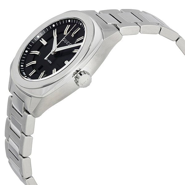 Gucci GG2570 Quartz Black Dial Silver Steel Strap Watch For Men - YA142401 Buy Now By Gucci