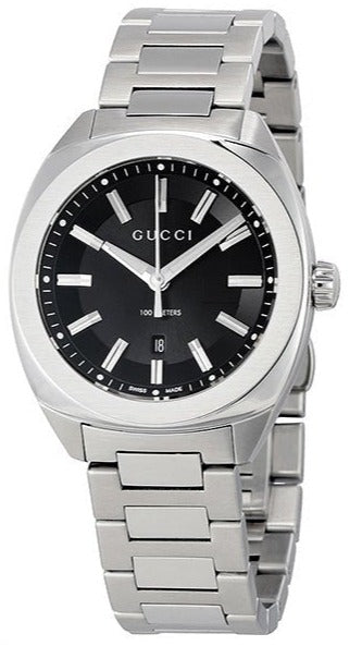 Gucci GG2570 Quartz Black Dial Silver Steel Strap Watch For Men - YA142401 Buy Now By Gucci