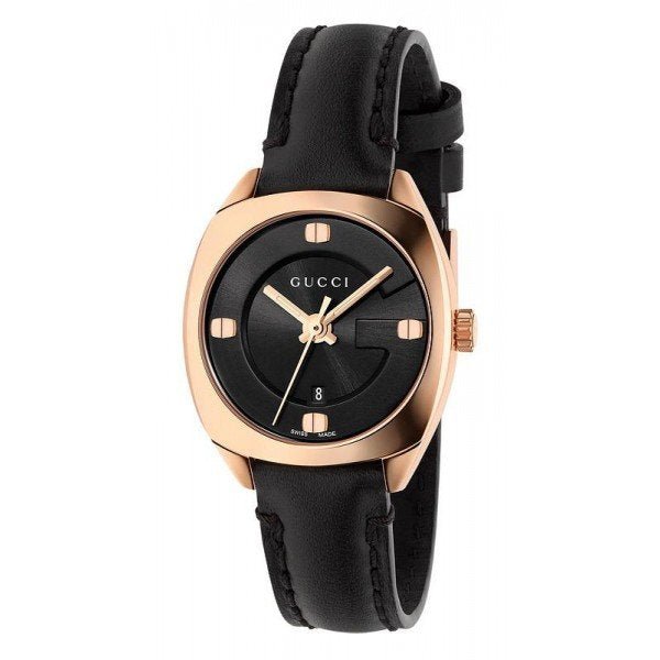 Gucci GG2570 Quartz Black Dial Black Leather Strap Watch For Women - YA142509 Buy Now By Gucci
