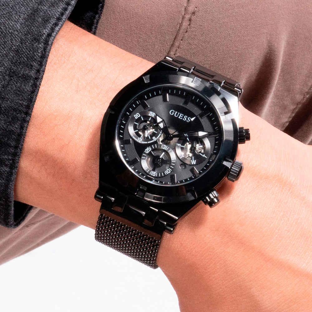 Guess Continental Chronograph Black Dial Black Mesh Strap Watch For Men - GW0582G3 Buy Now By Guess