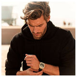 Guess Phoenix Multifunction Crystals Gold Dial Black Silicone Strap Watch For Men - GW0048G2 Buy Now By Guess