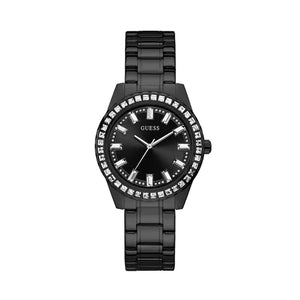 Guess Sparkler Diamonds Black Dial Black Steel Strap Watch for Women - GW0111L4 Buy Now By Guess
