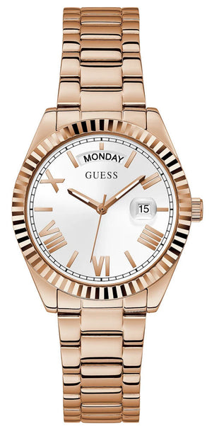 Guess Luna White Dial Rose Gold Steel Strap Watch for Women - GW0308L3 Buy Now By Guess