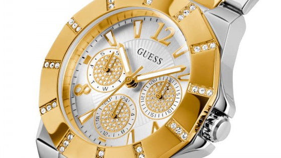Guess Sunray Multifunction Silver Dial Two Tone Steel Strap Watch for Women - GW0616L2 Buy Now By Guess