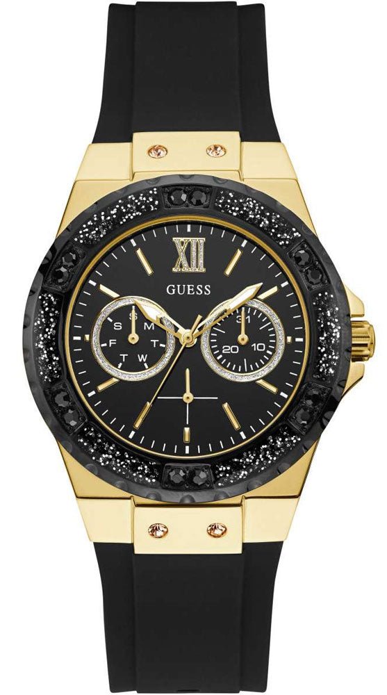 Guess Black Dial Black Rubber Strap Watch For Women - W1053L7 Buy Now By Guess